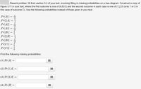 **Reworking Probability Problem with Tree Diagrams**

To tackle problem 18 from section 3.3 of your textbook, you will fill in missing probabilities using a tree diagram. Start by constructing figure 3.11 where the first outcome is one of (A, B, C) and the second outcome in each case is one of (1, 2, 3). Note that outcome C is limited to options 1 or 2.

Apply these probabilities:

- \( Pr[A1] = \frac{1}{12} \)
- \( Pr[2|A] = \frac{1}{3} \)
- \( Pr[A2] = \frac{1}{12} \)
- \( Pr[A3] = \frac{1}{12} \)
- \( Pr[B1] = \frac{1}{12} \)
- \( Pr[2|B] = \frac{1}{3} \)
- \( Pr[B3] = \frac{1}{12} \)
- \( Pr[C1] = \frac{1}{12} \)
- \( Pr[C2] = \frac{1}{8} \)

**Find the following missing probabilities:**

1. \( Pr[A] = \) [ ]
2. \( Pr[1|A] = \) [ ]
3. \( Pr[2|A] = \) [ ]
4. \( Pr[B] = \) [ ]

**Detailed Explanation of Diagrams:**

The problem involves using a three-layer tree diagram. Begin at a root, branching into outcomes A, B, and C. From each of those branches, additional branches represent values 1, 2, or 3 based on the given probabilities. 

This exercise involves not just computation, but a strategic visualization of probabilities through a tree diagram, providing a solid foundation for understanding complex probability scenarios.