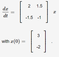 2 1.5
dx
dt
-1.5 -1
3
with x(0)
-2
