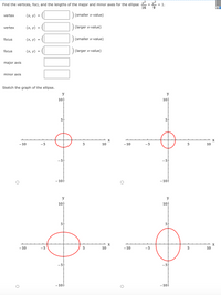 Answered: Find the vertices, foci, and the… | bartleby