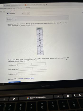 Solved For the data shown on the following table, determine