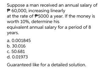 Answered: 60,000, increasing linearly at the rate… | bartleby