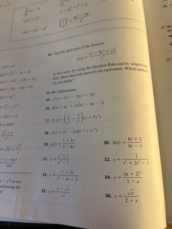 Answered: dx (f+g)' -f'+g' (5)-95-19 24. Find the… | bartleby