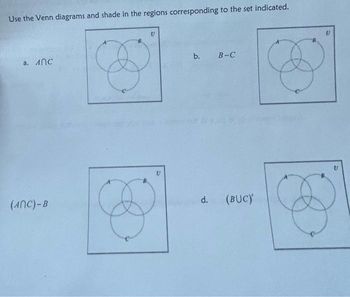 Answered: Use The Venn Diagrams And Shade In The… | Bartleby