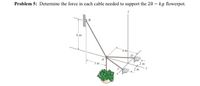 Problem 5: Determine the force in each cable needed to support the 20 – kg flowerpot.
6 m
4 m
D.
3 m
2 m
