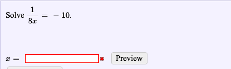 Solve
10.
8x
*Preview

