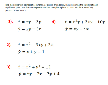 Answered: Find the equilibrium point(s) of each… | bartleby