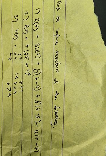 Answered: Find The Laplace Transform Of The… | Bartleby