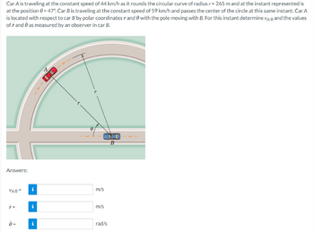 Answered: Car A Is Traveling At The Constant… | Bartleby