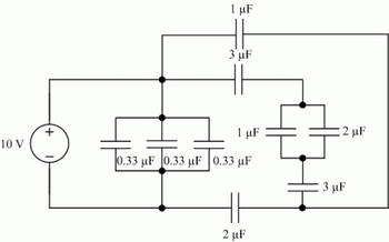 10 V
1 με
3 μF
1 μF
0.33 μF 0.33 uF 0.33 μF
HE
2 μF
2 μF
3 µF