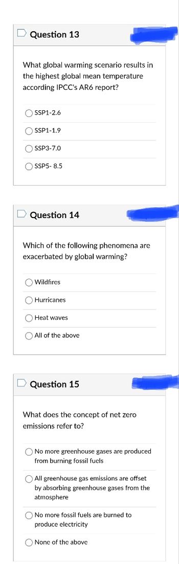 Answered: Question 13 What global warming… | bartleby