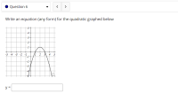Write an equation (any form) for the quadratic graphed below
4
-5 -4 -3 -2 -1
-3
y =

