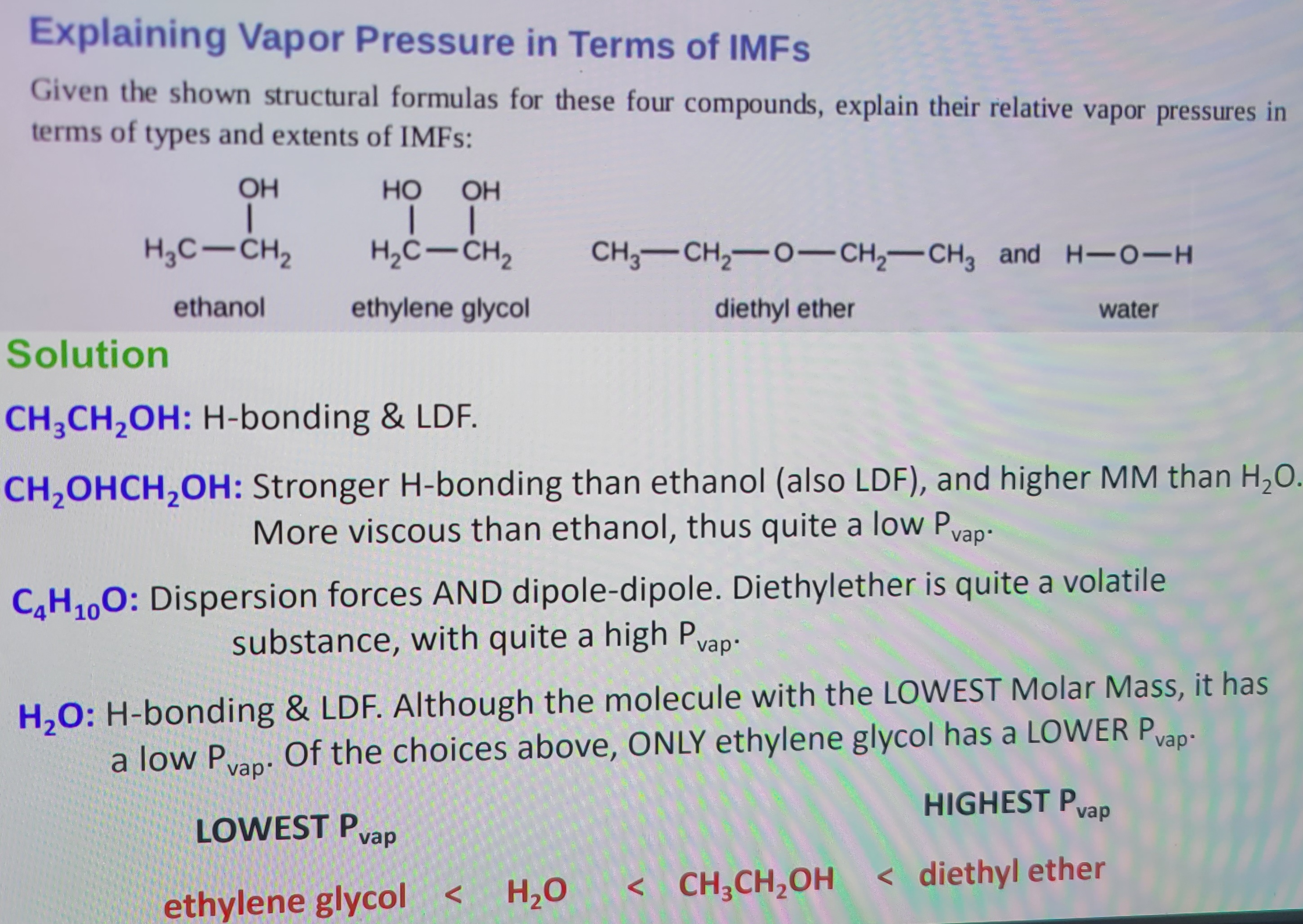 Answered Explaining Vapor Pressure in Terms of bartleby