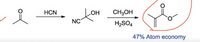 HO
CH3OH
H2SO4
HCN
NC
47% Atom economy
