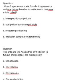 Answered: A. Interspecific Competition | Bartleby