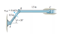 1.5 m
C
B
WAB = 4 rad/s /
0.5 m
\0 = 30°
A
