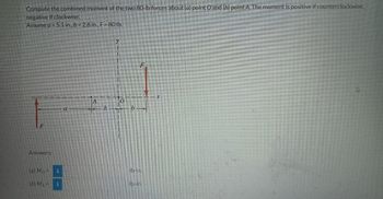 Compute the combined moment of the two 80-lb forces about (a) point O and (b) point A. The moment is positive if counterclockwise,
negative if clockwise.
Assume a = 5.1 in., b = 2.6 in., F = 80 lb.
y
a
F
Answers:
(a) Mo= i
(b) MA=
i
b
201
1
O
F
b
lb-in.
lb-in.