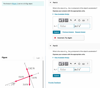 Answered: The forces in (Figure 1) act on a 3.0… | bartleby