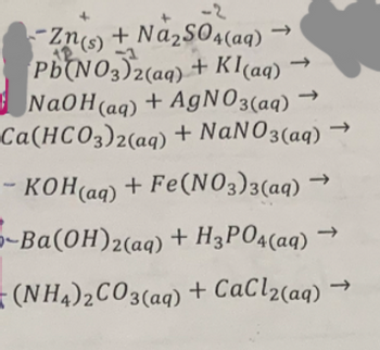 Answered: -Zn(s) + Na₂SO4 (aq) Pb(NO3)2(aq) +… | bartleby