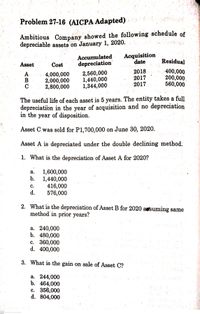 Answered: Problem 27-16 (AICPA Adapted) Ambitious… | Bartleby