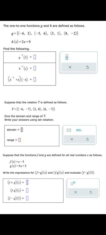 Answered: The one-to-one functions g and h are… | bartleby