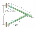 2 ft
wAR - 5 rad/s
a A = 12 rad/s?
2 ft
2 ft
