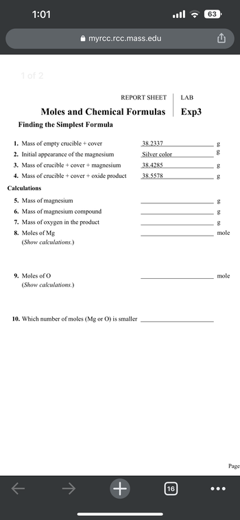 Answered: Moles And Chemical Formulas Finding The… | Bartleby