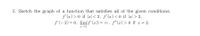 2. Sketch the graph of a function that satisfies all of the given conditions.
f' (x) > 0 if |x| < 2, ƒ'(x)< 0 if |r| > 2,
f'(– 2) = 0. limlf' (x)| = c∞, f"(x) > 0 if x + 2.
