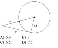 ?
4.8
A) 5.4
В) 7
D) 7.5
C) 6.6
