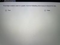 If too large a scale is used on a graph, it can be misleading when trying to interpret the data.
O True
O False
