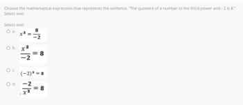 Answered: Choose the mathematical expression that… | bartleby