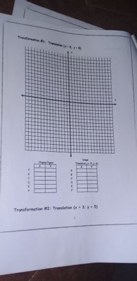 Transformation #1: Translation (x- 5, y- 8)
Image
Trandlation (x-5,. y-8)
Original Figure
C
F
Transformation #2: Translation (x + 3; y + 5)
