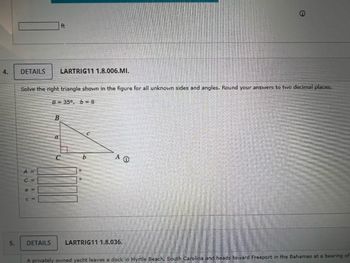 Answered: Solve The Right Triangle Shown In The… | Bartleby