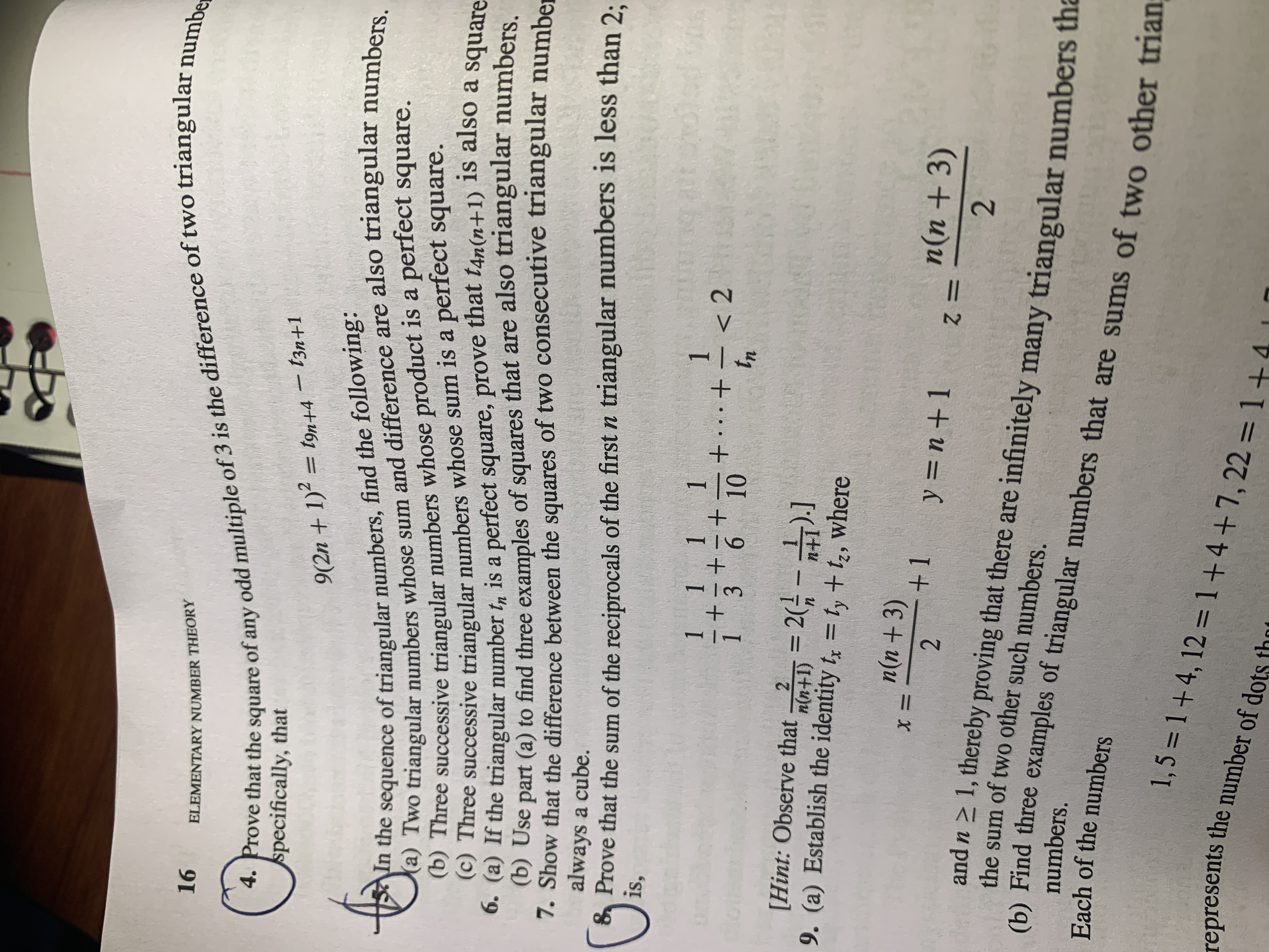 ELEMENTARY NUMBER THEORY
9(2n + 1) = t9n+4
– t3n+1
-
