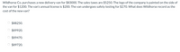 Wildhorse Co. purchases a new delivery van for $83000. The sales taxes are $5250. The logo of the company is painted on the side of
the van for $1200. The van's annual license is $200. The van undergoes safety testing for $270. What does Wildhorse record as the
cost of the new van?
$88250.
$89920.
$89470.
$89720.

