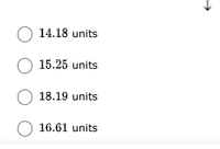 O 14.18 units
O 15.25 units
18.19 units
O 16.61 units
