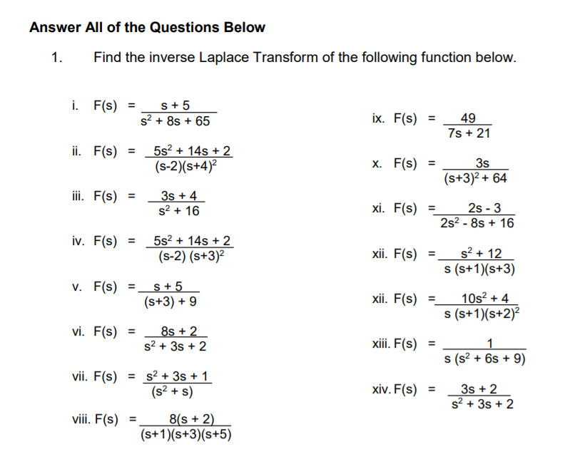 Answered: iii. F(s) = _3s + 4 s? + 16 iv. F(s) =… | bartleby