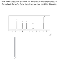 A 'H NMR spectrum is shown for a molecule with the molecular
formula of CeH10O2. Draw the structure that best fits this data.
3H
1H
2H
2H
2H
11
10
9
8.
7
6
1
ppm
