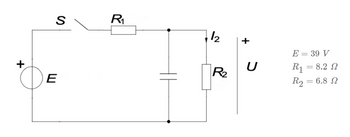 +
E
S
R₁
12
U
R2
E = 39 V
R₁ = 8.2
R₂ = 6.8 2