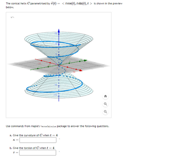 Answered: The conical helix C parametrised by… | bartleby