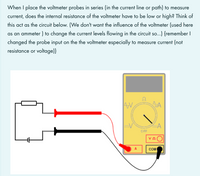 Answered: When I place the voltmeter probes… | bartleby