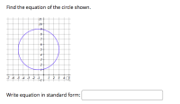 Find the equation of the circle shown.
10
-7 -6 -5 4 -3 -2 -1
Write equation in standard form:
