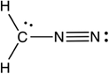 The image depicts the structural formula of hydrogen cyanide (HCN). This chemical structure consists of the following components:

1. **Carbon Atom (C)**: 
   - The central atom in the molecule.
   - It forms a single bond with a hydrogen atom (H) and a triple bond with a nitrogen atom (N).
   - It's shown with a pair of dots representing two lone electrons.

2. **Hydrogen Atoms (H)**: 
   - There is one hydrogen atom bonded to the carbon atom via a single bond.

3. **Nitrogen Atoms (N)**:
   - The nitrogen atom is triple-bonded to the carbon atom. 
   - It's shown with a pair of dots representing two lone electrons.

The triple bond between carbon and nitrogen consists of three lines, indicating three shared pairs of electrons. This structure is typical for hydrogen cyanide, a linear molecule with significant industrial importance.