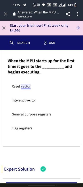 Answered: When The MPU Starts Up For The First… | Bartleby