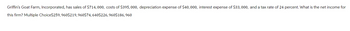 Griffin's Goat Farm, Incorporated, has sales of $714, 000, costs of $395, 000, depreciation expense of $40,000, interest expense of $33,000, and a tax rate of 24 percent. What is the net income for
this firm? Multiple Choice$259, 960$219, 960$74, 640$226, 960$186, 960
