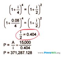 +1
0.08
1+
4
1+
= 0.404
2
A 15,000
P =
i
0.404
P = 371,287.128
www.PinoyBIX.org
