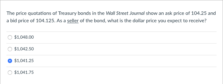 Answered: price quotations of Treasury bonds… bartleby