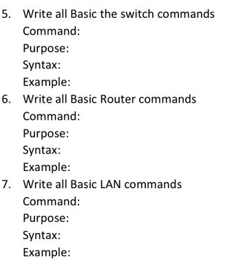 Answered: 5. Write All Basic The Switch Commands… | Bartleby