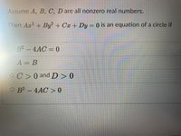 Answered: Assume A, B, C, D Are All Nonzero Real… | Bartleby