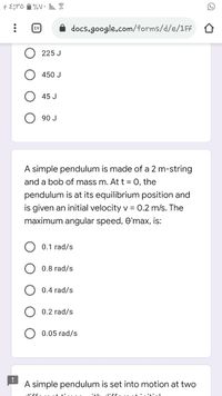 Answered: A Simple Pendulum Is Made Of A 2… | Bartleby