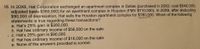 16. In 20X6, Hat Corporation exchanged an apartment complex in Dallas (purchased in 20X2; cost $540,000%3;
adjusted basis $350,000) for an apartment complex in Houston (FMV $710,000). In 20X9, after deducting
$90,000 of depreciation, Hat sells the Houston apartment complex for $780,000. Which of the following
statements is true regarding these transactions?
a. Hat's 25% gain is $280,000.
b. Hat has ordinary income of $56,000 on the sale.
c. Hat's 25% gain is $90,000.
d. Hat has ordinary income of $18,000 on the sale.
e. None of the answers provided is correct.
